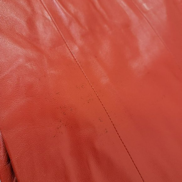 Tess Exotic Leather Jacket Size Small Red 100% Sheepskin Zip Solid UNIQUE RARE - Picture 15 of 16